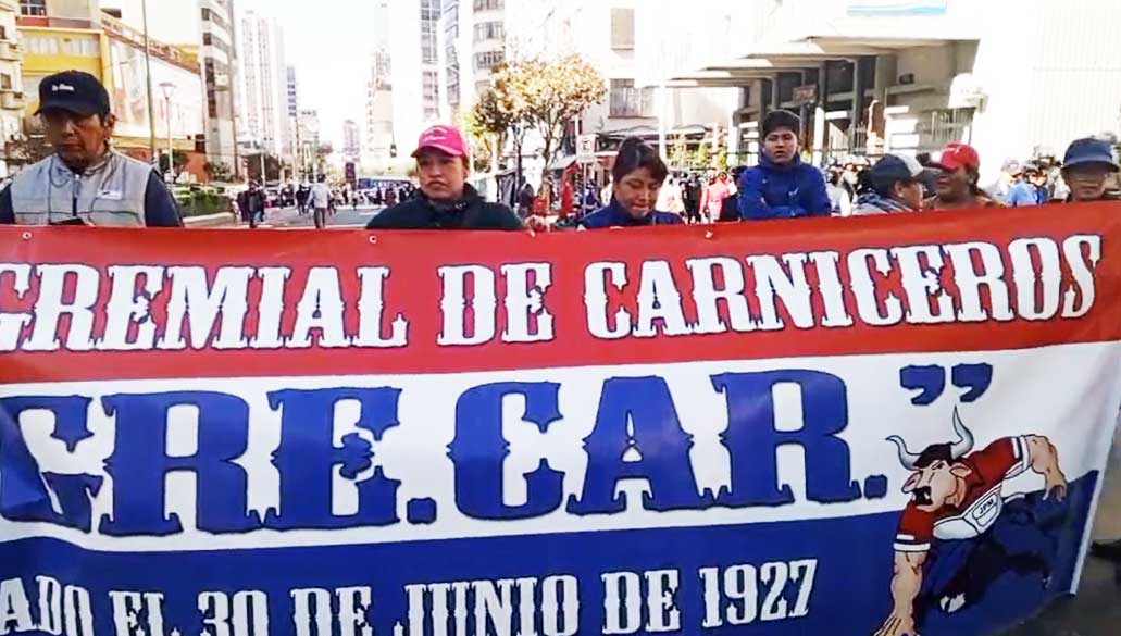 Protesta de carniceros en La Paz por el alza de precios de la carne